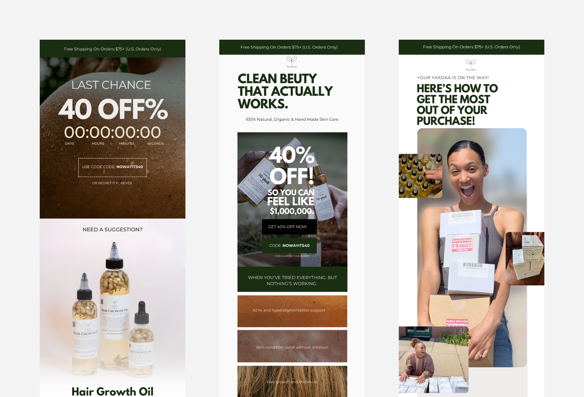 Yaadaa Beauty email campaigns